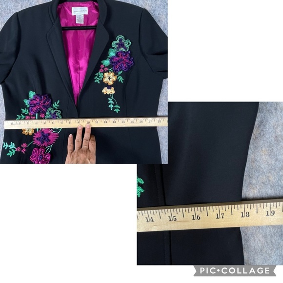 Draper's & Damon's Colorful Fun Embroidery Ribbon Flower Accent Blazer - Sz 12P - Picture 16 of 16